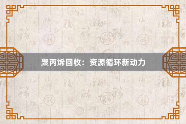 聚丙烯回收：资源循环新动力